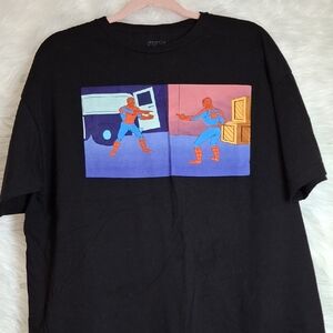 Marvel Black Tee with Spider-Man Meme Graphic